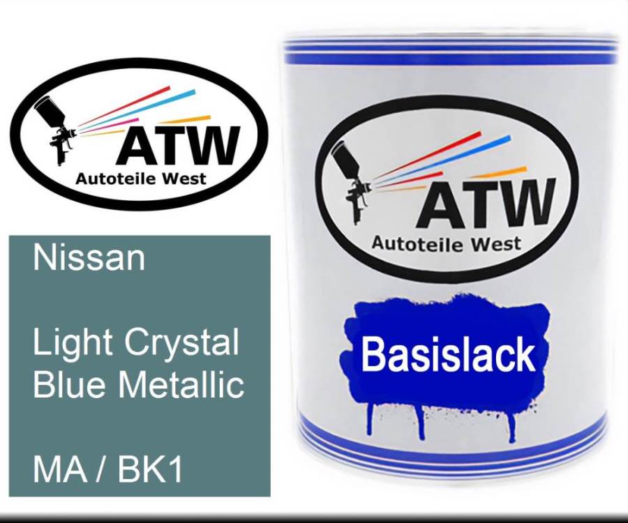 Nissan, Light Crystal Blue Metallic, MA / BK1: 1L Lackdose, von ATW Autoteile West.